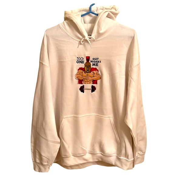 Spartans No One Out Works Me White Hoodie - Picture 2 of 6